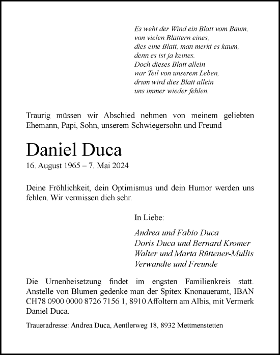 Zur Gedenkseite von Daniel Duca