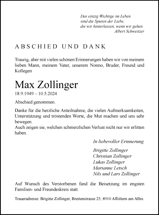 Zur Gedenkseite von Max Zollinger