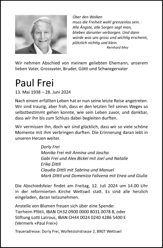 Zur Gedenkseite von Paul Frei